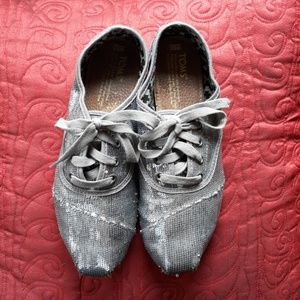 TOMS silver Sequined Sneakers